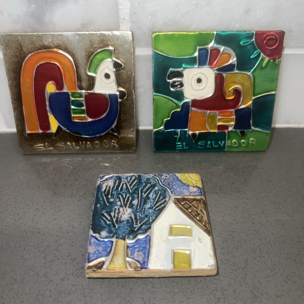 aluminum hand painted magnet tiles from El Salvador
